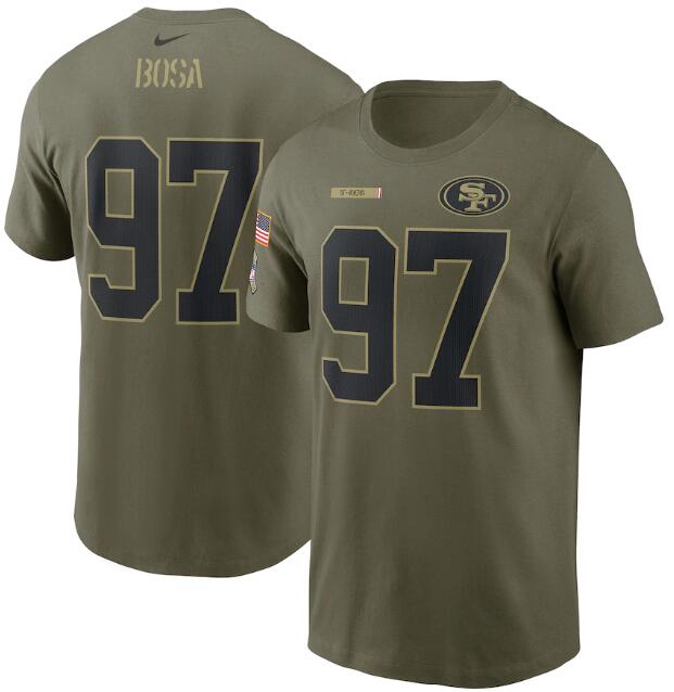 Men's San Francisco 49ers #97 Nick Bosa 2021 Olive Salute To Service Legend Performance T-Shirt Men's San Francisco 49ers #97 Nick Bosa 2021 Olive Salute To Service Legend Performance T-Shirt